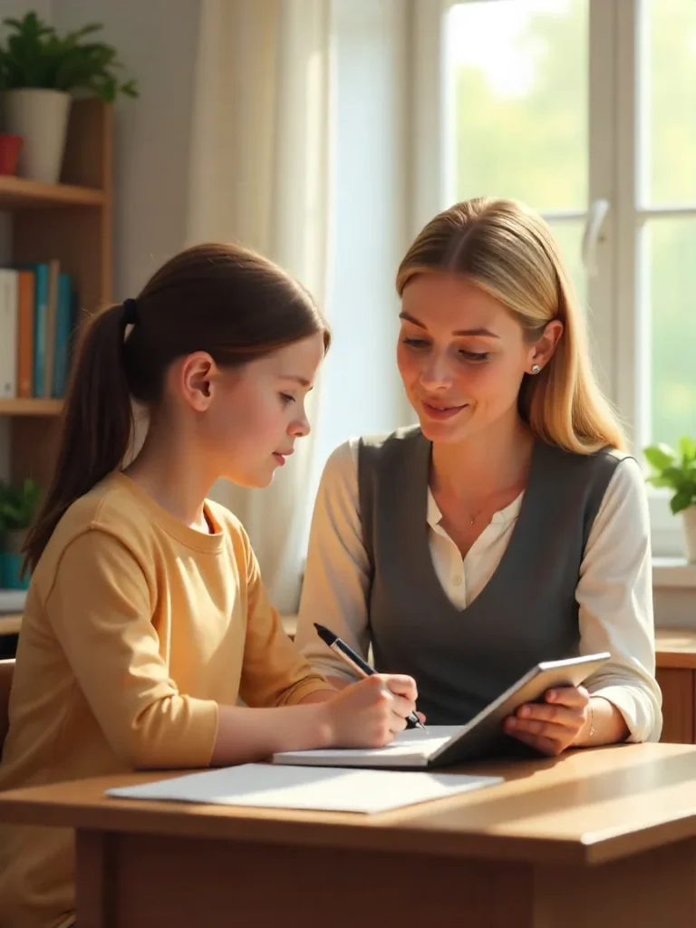 professional female teacher tutoring D series math