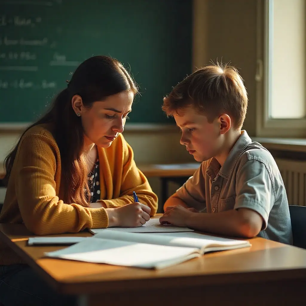 female teacher teaching D series math